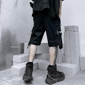 Black Cargo <b>Shorts</b> <b>Men</b> Loose Fit Elastic Waist Multi Pocket Streetwear Summer Casual <b>Bermuda</b> <b>Shorts</b> - Product Image 3