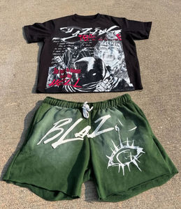 เสื้อยืดแขนสั้นและกางเกงขาสั้นผู้ชายสไตล์วินเทจทรงโอเวอร์ไซส์ ผ้า 300gsm ล้างสีแบบแอซิดวอช พิมพ์ลายสกรีน คอลเลคชั่นใหม่รับซัมเมอร์ - Product Image 1