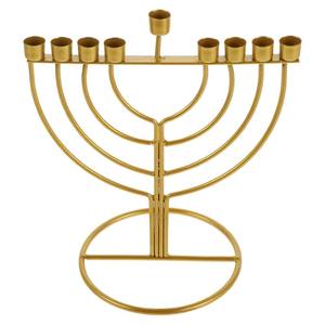 Support de bougie Menorah linéaire doré, design minimaliste, support de table décoratif pour maisons modernes - Product Image 5