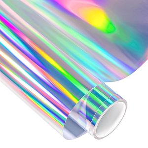 Film vinyle autocollant holographique argenté arc-en-ciel de haute qualité, rouleau de film brillant iridescent pour projets de décoration - Product Image 1