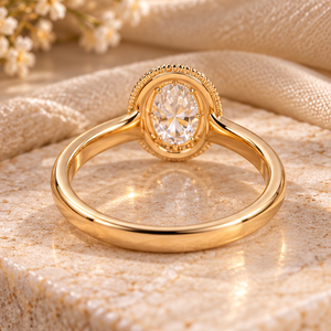 Bague en moissanite de luxe à taille ovale en or massif 14 carats, bague de fiançailles d'inspiration vintage pour elle - Product Image 4