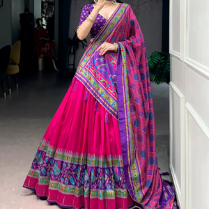 New Collection Silk Lehenga Choli With Patola Printed and Foil Work Rajasthani Lehenga Choli for Export Sale - Product Image 1