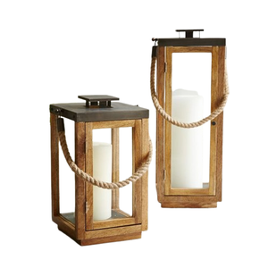 Lanternes décoratives en bois en gros, bougeoirs cylindriques en verre, centres de table minimalistes pour événements et hôtels - Product Image 6