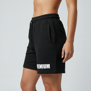 Shorts de sport en molleton de coton doux pour femmes grandes tailles avec cordon de serrage – Fournisseur direct d'usine - Product Image 4