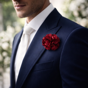 Pin de Solapa con Diseño Floral Premium para Hombre |   Broche de Metal Esmaltado Duradero Sin Níquel |   Flor de solapa para traje de novio de boda - Product Image 4
