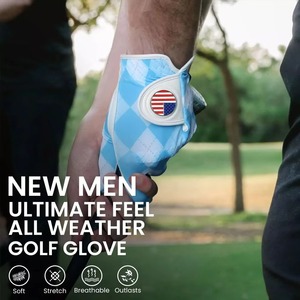 Gants de golf à doigts entiers pour hommes, marque privée, pour droitiers et gauchers, avec marqueur de balle, lot de 2, en cuir véritable, vente en gros pour usage sportif - Product Image 2