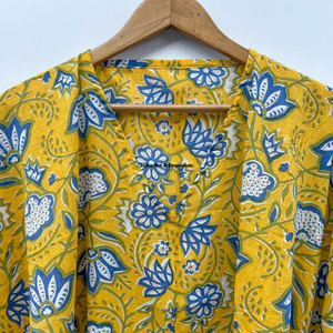 Wholesale Hand Block Printed Cotton <b>Kaftan</b> Block Printed Cotton <b>Beach</b> <b>Kaftan</b> Women Party Dress Wear Night Maxi Dress - Product Image 3