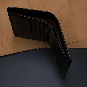 Bifold Design <b>Men</b> Black Smooth <b>Leather</b> <b>Wallet</b> Inner Zipper Coin Pocket Multiple Credit <b>Card</b> Holder Slim Cash Organizer Purse - Product Image 3