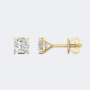 Boucles d'oreilles clous classiques à 4 griffes en diamant de laboratoire taille princesse 0,45 carat, couleur E-F, pureté VVS2, pour femme, élégance intemporelle - Product Image 5