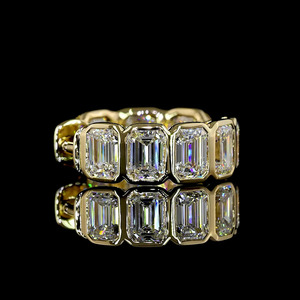 Pendientes de Aro con Diamantes Cultivados en Laboratorio con Corte Esmeralda, Engastados en Bisel, Oro de 10K, 14K, 18K, Plata 925, 935, Joyería Fina - Product Image 3