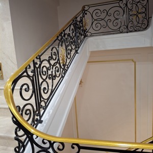 High quality wrought iron stair railing with artistic curves and powder coated finish, ensuring long lasting beauty!! - Product Image 2