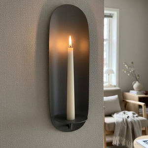 Set Of Two Antique <b>Bronze</b> Finish Metal Wall Sconce <b>Candle</b> <b>Holder</b> Featuring Oval Backplates For Rustic Home & Hotel Decoration - Product Image 4