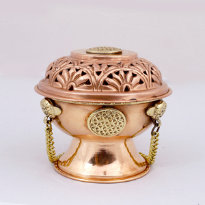 Triple Lune Arbre De Vie Fleur De Vie Pentagramme Cuivre Autel Encens Brûleur De Charbon De Bois Titulaire avec Chaîne Par Les Expéditeurs Indiens - Product Image 2