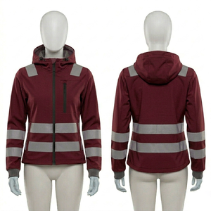 Women and men <b>Work</b> Hoodie Polyester <b>Fleece</b> Blue Reflective Stripe Zip Jacket Custom Logo Embroidery Heat Transfer Screen Print - Product Image 6