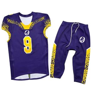 Uniforme de football américain violet et or, ensemble personnalisé de maillot et de pantalon de football, vêtements de sport légers pour équipe - Product Image 1