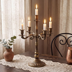 Polished silver metal three <b>light</b> candelabra stand with elegant curved scroll arms, available at wholesale prices. - Product Image 5