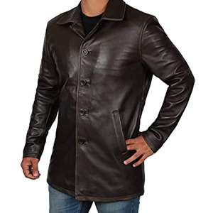 Blouson moto en cuir PU pour homme, col montant, fermeture éclair, couleur unie, style motard, coupe classique, idéal pour l'automne - Product Image 5