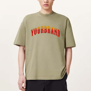 Camiseta Personalizada para Hombre, 100% Algodón, Corte Holgado, Color Negro Sólido, Impresión Digital, Logotipo 3D en Relieve, Cómoda, Tejida, Estilo Hip Hop - Product Image 5