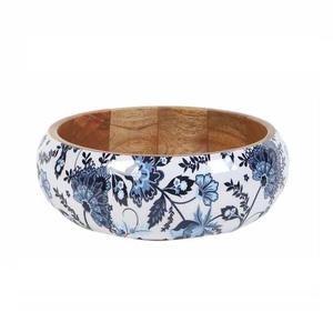 Bol de service rond en bois personnalisé avec impression émaillée pour la table à manger à la maison, la vaisselle de mariage, les bols de service pour les collations - Product Image 5