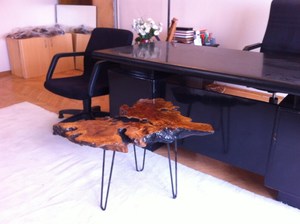 Handmade Live Edge Wood <b>Coffee</b> <b>Table</b> Rustic Irregular Shape Black Metal Legs Indoor Furniture Decor Natural burl wood finish - Product Image 2