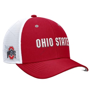 Custom Made Logo Men's Scarlet Ohio State Buckeyes 2025 Dugout <b>Coaches</b> Rise Performance Trucker Adjustable Baseball Hat - Product Image 1