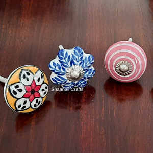 Boutons de porte en céramique de poterie bleue indienne peints à la main Design moderne pour armoires de cuisine meubles décoration intérieure pour tiroirs - Product Image 6