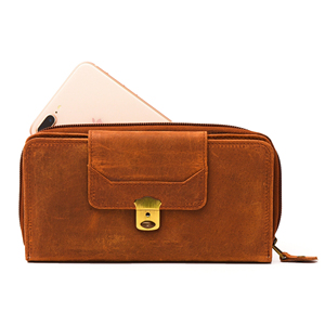 Suede Long <b>Wallet</b> With <b>Zipper</b> And Hasp Closure Vintage Style Unisex Brown Leather <b>Wallet</b> Daily Use Durable Design - Product Image 6