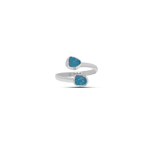 Anillo de Plata de Ley 925 con Apatita Natural en Forma Natural, Engaste de Bisel, Estilo Clásico para Compromiso, Aniversario, Paquete de 6 - Product Image 1