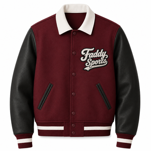 Veste de baseball vintage personnalisée avec logo, veste bomber pour homme, manches en cuir et laine, broderie, streetwear - Product Image 1