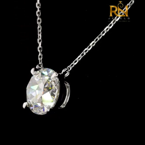 Collier pendentif diamant rond style vintage, chaîne solitaire en or massif 9K 14K 18K, bijoux fins - Product Image 5
