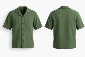 Chemise en flanelle décontractée à manches longues et boutonnée, extensible, légère, en tricot côtelé, respirante, confortable et tendance pour l'été - Product Image 5