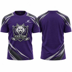 Maillot de hockey sur glace personnalisé Blackthorn pour homme, violet, sublimé, manches courtes, anti-humidité, coupe athlétique, tenue d'équipe - Product Image 4