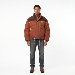 Custom Men's Boxy <b>Cropped</b> Canvas <b>Puffer</b> <b>Jacket</b> Vintage Corduroy Yoke 700-Fill Down Winter Coat OEM Sialkot Factory Wholesale - Product Image 1