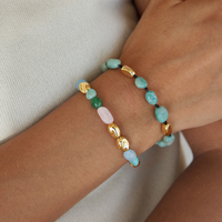 Collier J&D en Amazonite, pierre naturelle, perles colorées, acier inoxydable plaqué or 18 carats, charme vintage CCB, cadeau pour femme, usage quotidien