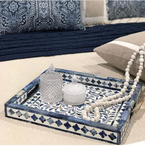 Handmade Modern Pattern Furniture <b>Tray</b> Resin Bone Inlay Decorative Serving <b>Tray</b> for Home Decor and Gift Giving - Product Image 1