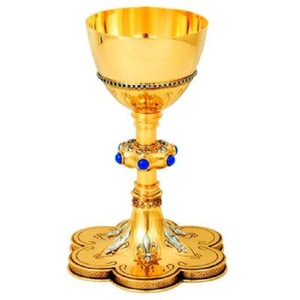 แก้วน้ำศักดิ์สิทธิ์ลายสลักแบบทันสมัย สีเงิน สีทอง ทำด้วยมือ คุณภาพสูง วัสดุทองเหลือง อุปกรณ์สำหรับโบสถ์ ใช้เป็นของขวัญได้ - Product Image 1