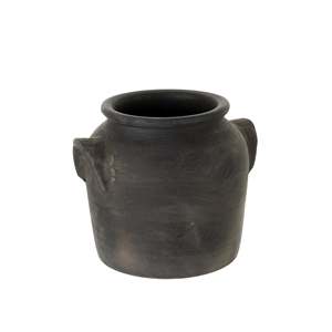 Urne en terre cuite noire artisanale, style céramique rustique, vase en poterie non émaillée, décoration pour salon, table, étagère et jardin - Product Image 4