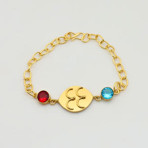 Pulsera de Cadena Chapada en Oro de 18k con Gemas de Granate, Cuarzo y Topacio - Product Image 4