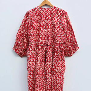 Beautiful Floral Cotton Hand <b>Drawn</b> Printed Summer Dress for Women Casual Wear 3/4 Sleeves Quick Dry - Product Image 6