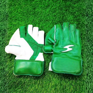 Gants de cricket respirants en maille aérée avec absorption de la transpiration, bandeau en tissu et paume en cuir perforé - Product Image 6