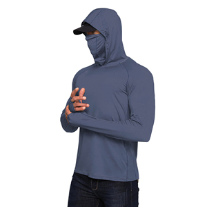 Men's UPF 50 Quick Dry Casual Fishing <b>Hoodie</b> Long Sleeve Anti-<b>Uv</b> Polyester Pullover Solid Color Outdoor Wear - Product Image 1
