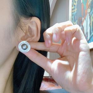 11-12mm Nearly Round Front Flawless 925 <b>Silver</b> Luxury <b>Stud</b> <b>Earrings</b> with Natural Gold Beads Light Luxury Design for Gift - Product Image 5