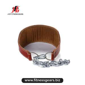JUST FITNESS GEARS Leather Custom Strong Heavy Duty Non-Slip Professional Buckle Dip <b>Belt</b> <b>Chain</b> Weight Lifting Strength Training - Product Image 2