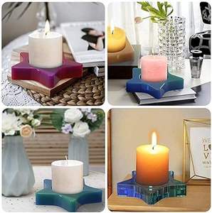 Portavelas de Resina Epoxi Floral Ecológico Hecho a Mano con Diseño Botánico de Flores Preservadas para Bodas - Product Image 4