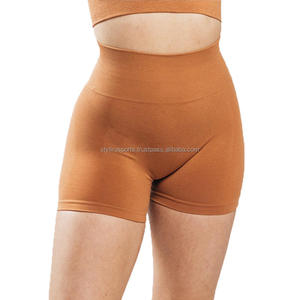 Haute femmes Shorts d'entraînement Logo personnalisé doux taille haute motard Spandex Gym Shorts été respirant Yoga Fitness Shorts motif - Product Image 5