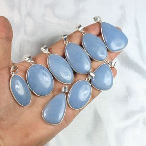 Meilleur Collier Pendentif en Argent Sterling 925 avec Pierre Naturelle d'Angélite Bleue, Bijou de Guérison en Cristal pour Femmes et Hommes - Product Image 5