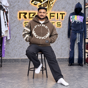Custom Unisex Oversized <b>Zip</b> Up <b>Hoodie</b> Heavyweight Fleece Rhinestone Graphic Streetwear Jacket Kangaroo <b>Pocket</b> Custom Label Style - Product Image 2