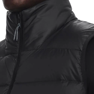 Black Plain Men's Puffer Vest Polyester Stitched Sleeveless Stand Collar Water Repellent Warm High Quality Casual <b>Gilets</b> - Product Image 4