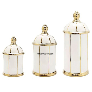 Conteneur avec couvercle en verre doré, ustensiles de cuisine pour le rangement, lot de 2 boîtes en métal en forme d'ananas, sucre, thé et épices - Product Image 6