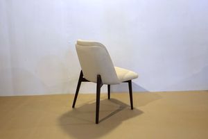 Silla de Comedor Moderna Tapizada con Patas de Madera de Teca, Diseño de Mediados de Siglo, Asiento de Tela, Mueble para el Hogar, Modelo CHA49 - Product Image 4